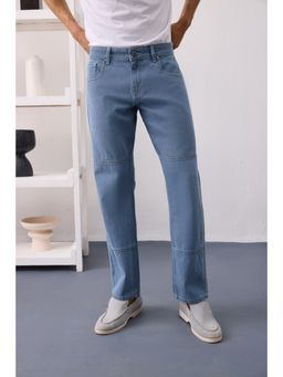 UNSTD - Men Blue Stylized Straight Fit Cut and Sew Denim Jeans