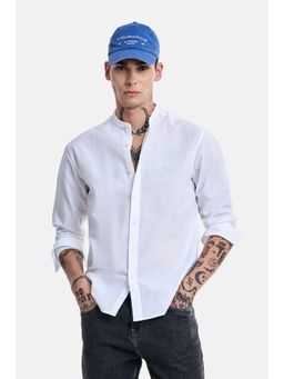 Snitch - White Solid Full Sleeves Regular Casual Shirt for Men