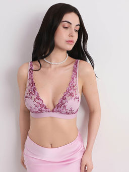 Wacoal - Pink Non Padded Non Wired Bridal Wear Medium Coverage Lace Bralette