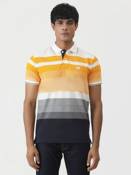 Greenfibre - Multi-Color Cotton Blend Striped Slim Fit Polo T-Shirt