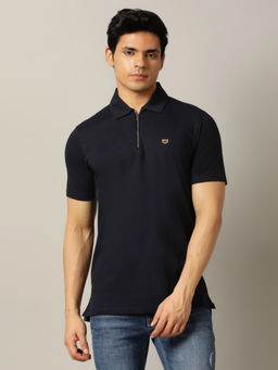 JadeBlue - Black Cotton Stretch Slim Fit Polo T-Shirt