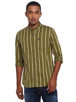 Lee - Men Olive Striped Slim Fit Shirt