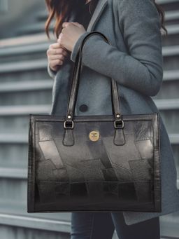 ESBEDA - Women Black Textured Laptop Bag