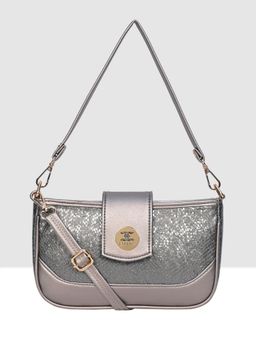 ESBEDA - Women Grey Textured Sling Bag with Detachable Strap
