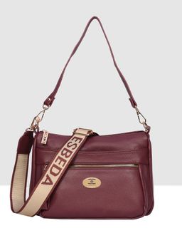 ESBEDA - Women Maroon Solid Sling Bag with Detachable Strap
