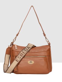 ESBEDA - Women Tan Solid Sling Bag with Detachable Strap