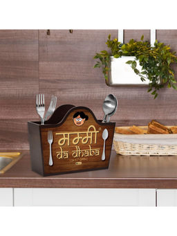 Indigifts - Mothers Day Gift Cutlery Holder Set (Dark Brown)