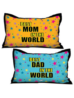 Indigifts - Parents Anniversary Gifts Best Mom & Dad Pillow Covers 17x27 Inches (Set of 2)