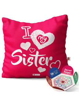 Indigifts - Rakhi Gift for Sister Pink Cushion Cover