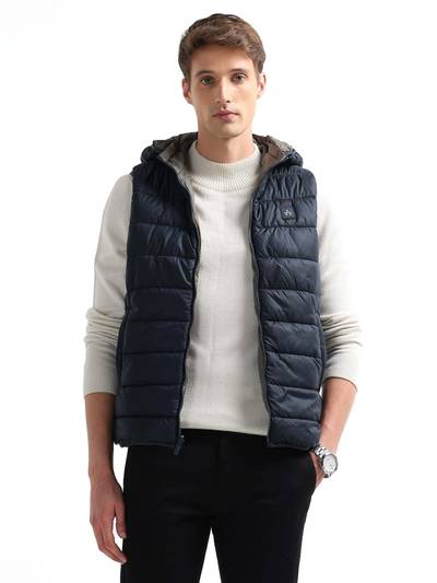 Blue Reversible Regular Fit Puffer Jacket