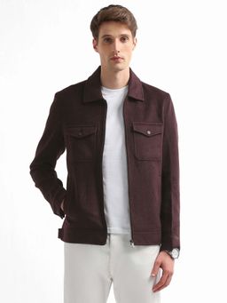 Arrow Sports - Purple Solid Regular Fit Casual Jacket