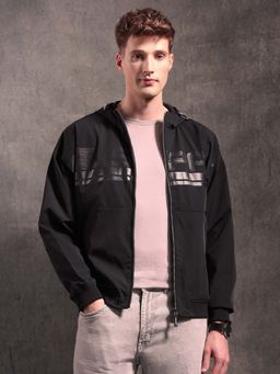 U.S. Polo Assn. Denim Co. - Black Textured Black and Gold Bomber Jacket