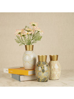 HomeTown - Allure Iron Enamel Print Vases Multi-Color (Set of 3)