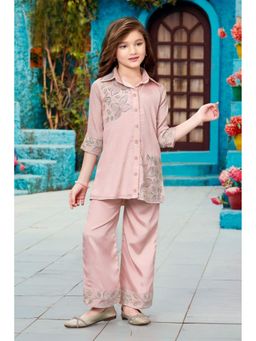 Lagorii - Pink Embroidered Shirt With Straight Pant