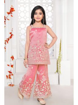 Lagorii - Pink Floral Embroidered Kurti And Palazzo
