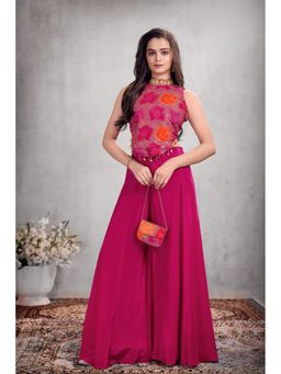 Lagorii - Rani Pink Floral Embroidered Palazzo & Top