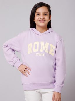 Alan Jones - Cotton Placement Print Oversized Hoodie - Light Purple