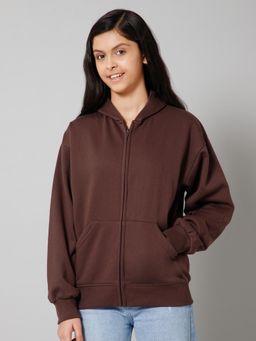 Alan Jones - Cotton Solid Oversized Sweatshirt - Dark Brown