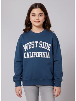 Alan Jones - Cotton Printed Oversized Sweatshirt - Denim