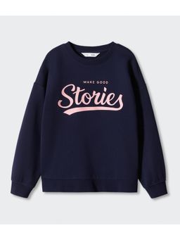 Alan Jones - Cotton Printed Drop Shoulder Crew Neck Sweatshirt - Navy