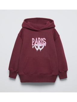 Alan Jones - Cotton Graphic Printed Oversized Hoodie - Burgundy