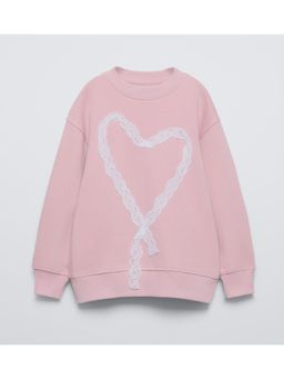 Alan Jones - Cotton Heart Applique Oversized Sweatshirt - Pink