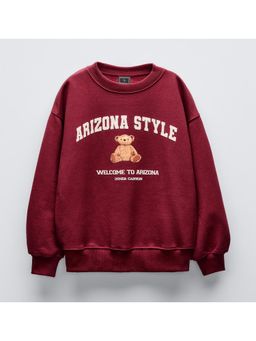 Alan Jones - Cotton Graphic Print Oversized Sweatshirt - Burgundy