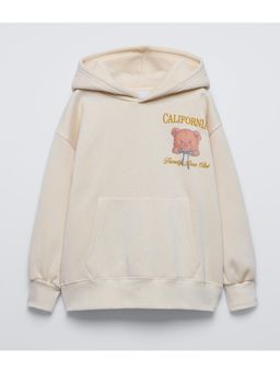 Alan Jones - Cotton Graphic Print Oversized Hoodie - Ecru