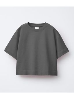 Alan Jones - Anthracite Grey Crop Heavy Gsm Oversized Fit T-Shirt