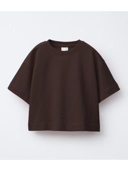 Alan Jones - Brown Crop Heavy Gsm Oversized Fit T-Shirt