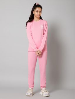 Alan Jones - Cotton Placement Print Round Neck Top And Joggers - Pink