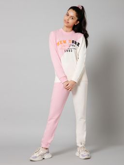Alan Jones - Cotton Text Print Round Neck Top And Joggers - Pink