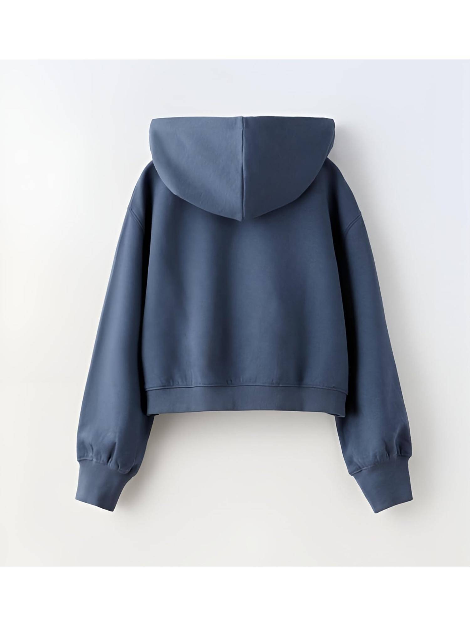 Alan Jones Cotton Solid Front Zipper Hoodie And Wide Leg Trackpant - Blue thumbnail 5
