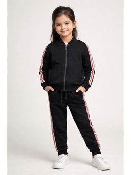 Alan Jones - Cotton Side Tape Front Zipper Hoodie & Joggers - Black