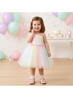 The Magic Wand - One-Shoulder Colourful Flared Party Knee Length Dress- Multi Color