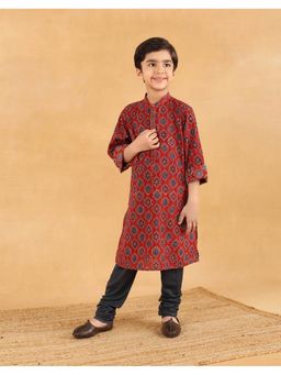 Fabindia - Red Cotton Ajrakh Printed Long Kurta