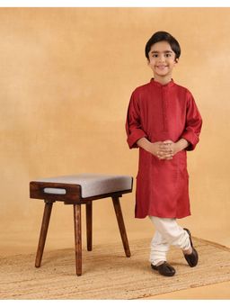 Fabindia - Maroon Viscose Blend Long Kurta
