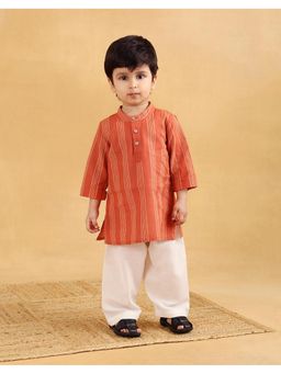 Fabindia - Rust Cotton Stripes Kurta