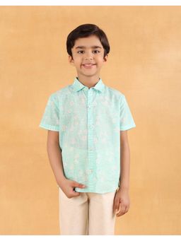 Fabindia - Blue Cotton Hand Block Printed Shirt