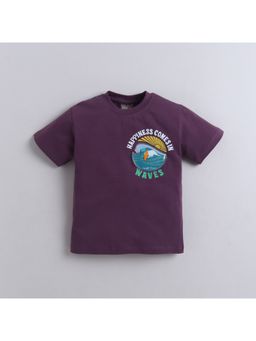Little Kangaroos - Boys Wine Printed T-Shirt