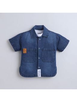 Little Kangaroos - Boys Dark Blue Denim Shirt with T-Shirt
