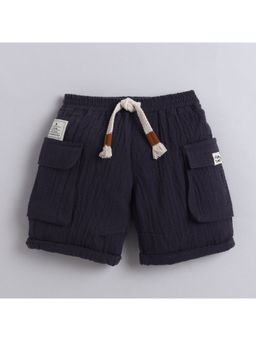 Little Kangaroos - Boys Navy Blue Solid Shorts