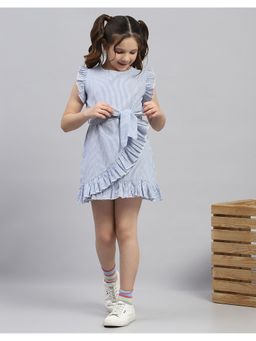 Monte Carlo - Blue Girls Regular Fit Half Sleeve Dress