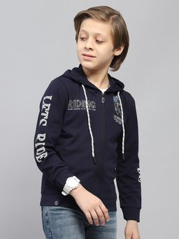 Monte Carlo - Navy Blue Boys Regular Fit Full Sleeve T-Shirt with Jacket