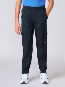 Technosport - Navy Blue Boys Regular Fit Solid Cargo Joggers