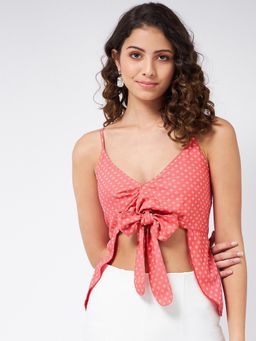 Magre - Pink Printed Front Knot Top