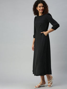 SHOWOFFFF - Women Black Polka Dots Round Neck Jumpsuit
