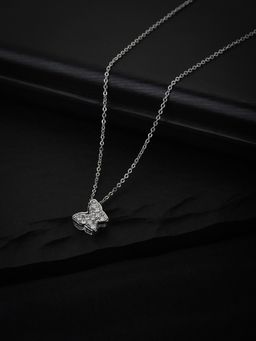 Carlton London - Silver Toned Brass Rhodium Plated Handcrafted Necklace