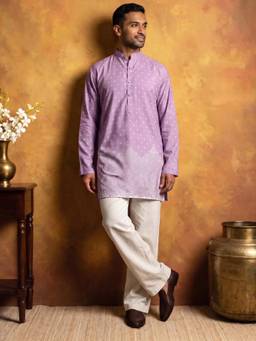 Jompers - Purple Printed Cotton Blend Kurta and Pyjama