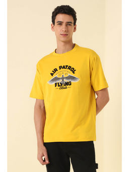 Allen Solly - Men Yellow Embroidered Crew Neck T-Shirt